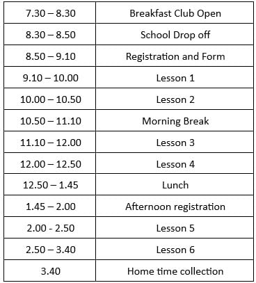 MU Parent Guide - Day Timings